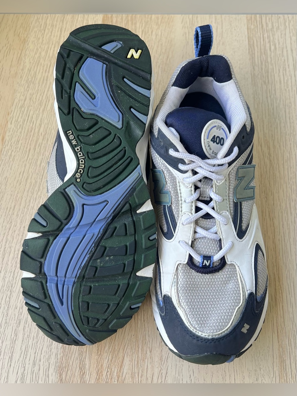 New Balance 400 Y2K Mesh Running Dad Sneakers White Navy Silver US 10 - Picture 10 of 15